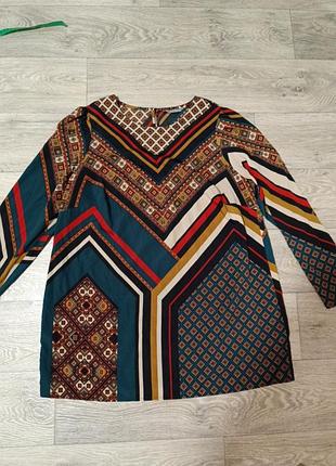 Удлиненная блуза этно бохо с узорами m&s collection
