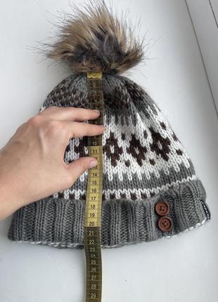 Зимняя вязанная шапка areco унисекс теплая в стиле jack wolfskin6 фото