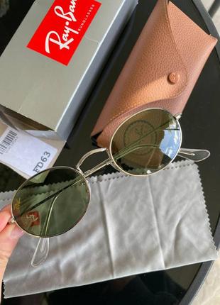 Почти новые очки солнцезащитные очки ray-ban rb 3547 001/31 green, в серебряной оправе, овальные3 фото