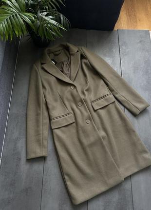 Пальто хаки оливковое зеленое1 фото
