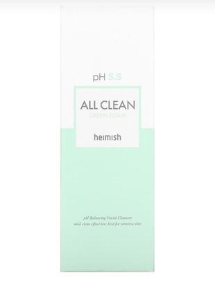 Heimish all clean green foam 150 ml м'яка пінка для очищення шкіри гель для вмивання з низьким ph 5.5 пенка хеймиш хейміш зелена3 фото