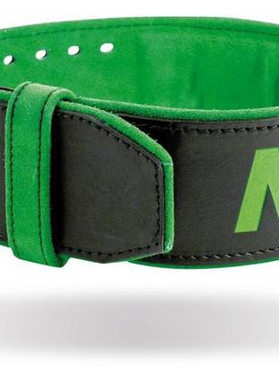 Пояс для важкої атлетики madmax mfb-302 quick release belt  шкіряний black/green m1 фото