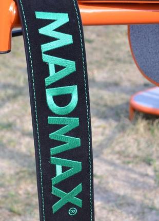 Пояс для важкої атлетики madmax mfb-301 suede single prong шкіряний black/green xxl5 фото