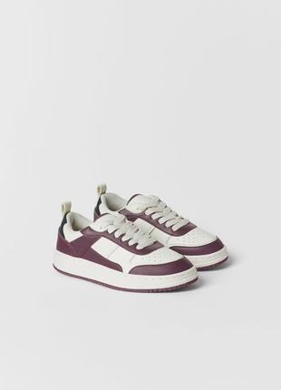 Zara, кросівки кеди білі з бордовим 32р.
