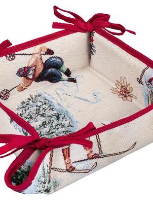 Хлібниця текстильна новорічна корзинка для солодощів limaso 20х20х8 см. гобелен1 фото