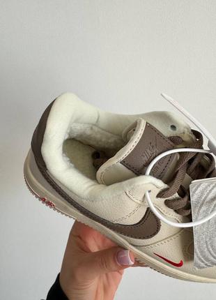 Nike air force 1 beige (хутро)2 фото