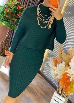 Стильний комплект плаття та светр туреччина