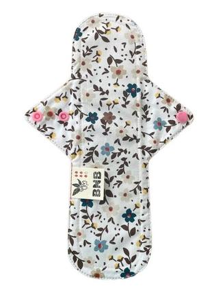 Прокладка для менструации, макси 5 капель (цветочки на белом)