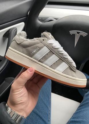 Кросівки жіночі сірі замшеві adidas campus 00s grey gy9472 fur ❄️