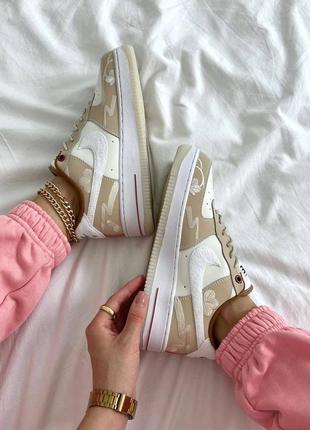 Женские кроссовки nike air force 1 white beige6 фото