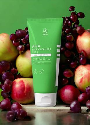 Очищающий гель, пилинг, маска 3в1 pure therapy aha face cleanser lambre ламбре лямбре1 фото