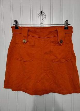 Оранжевая жеэновая юбка h&amp;m1 фото