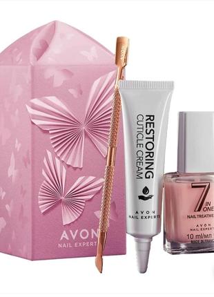 Подарунковий набір для догляду за нігтями. avon (nail/care/10ml + cuticle/cream/15ml + manicure/spatula/1pcs)5 фото