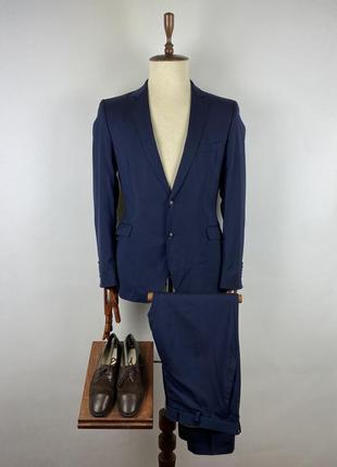 Оригінальний чоловічий діловий костюм strellson l-gandy slim fit navy wool suit