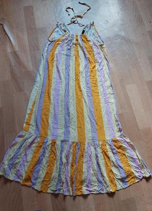 Платье с оборкой, платье в полоску, стильное платье р 36-386 фото