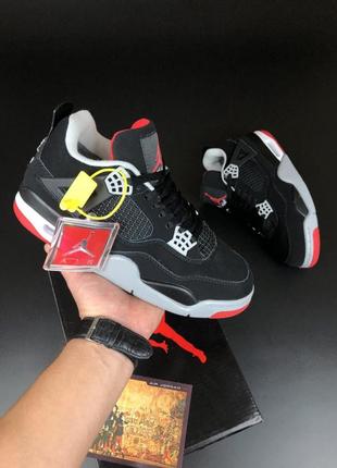 Зимові утепленні кросівки air jordan 4 retro og 'bred' / баскетбольні кросівки air jordan 4 retro og 'bred'