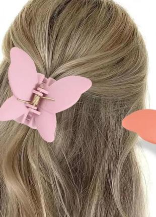 Крабик для волос розовая бабочка1 фото