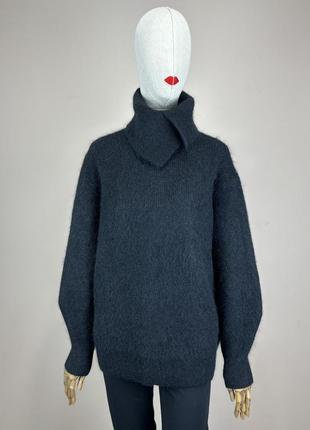 H&m cos sandro ganni объемный оверсайз свитер черный шерсть альпака пушистый высокая горловина гольф водолазка кофта