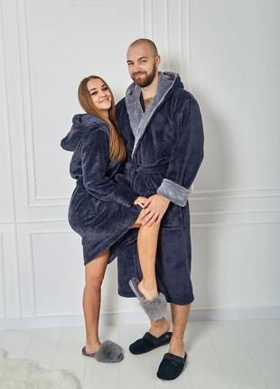 Махровый   халат для пары с капюшоном 2шт2 фото