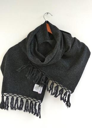 Теплий брендовий шарф pierre cavallo (фінляндія) вовна 85% сірий