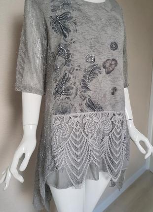 Красивая оригинальная блуза с декором anna rose3 фото
