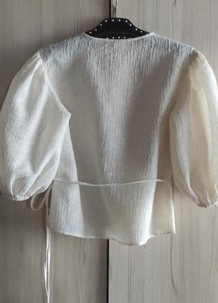 H&m блуза- топ з запахом і рукавами-буфи xs9 фото