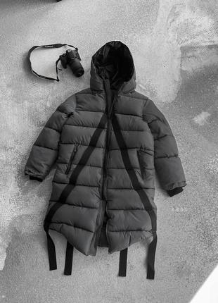 Черная длинная куртка мужская теплая3 фото