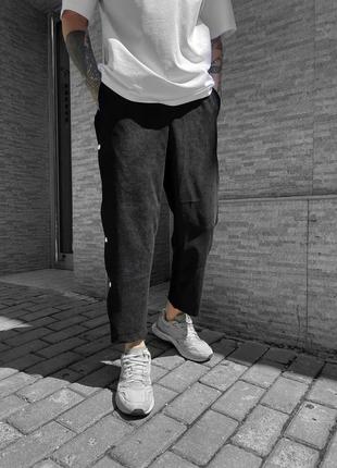 Эффектные широкие мужские брюки на пуговицах из микровельвета стильные молодежные вельветовые брюки5 фото