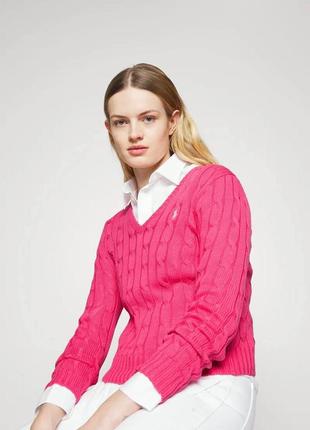 Коттоновый свитерик polo ralph lauren/светик в косичке/розовый свитер/осенний коттоновый свитерик polo ralph lauren