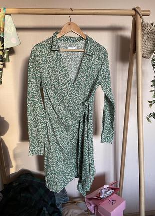 Зеленое мини платье в цветочный принт reserved3 фото