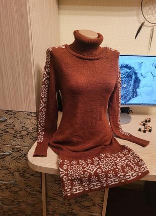 Платье туника новенькое вязаное из мягкой шерсти5 фото