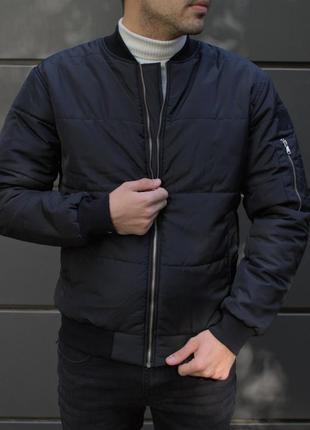 Стильна чоловіча куртка бомбер утеплена осіння на синтепоні3 фото