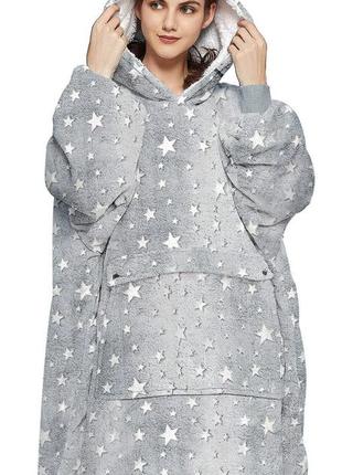 Одеяло с капюшоном для взрослых, светится в темноте, большой свитер, одеяло с карманами,1 фото