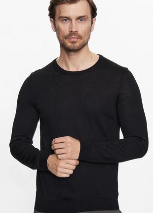 Мужской шерстяной джемпер hugo boss men's slim feat 100% virgin wool crew neck jumper