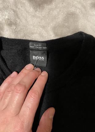 Мужской шерстяной джемпер hugo boss men's slim feat 100% virgin wool crew neck jumper5 фото