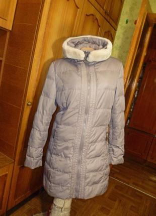 Фірмовий зимовий пуховик daser довга куртка пальто 80% пух 20% перо термопуховик1 фото