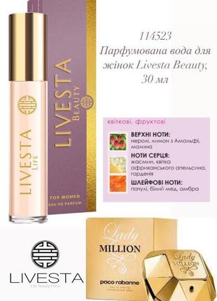 Парфумована вода для жінок livesta beauty, лівеста