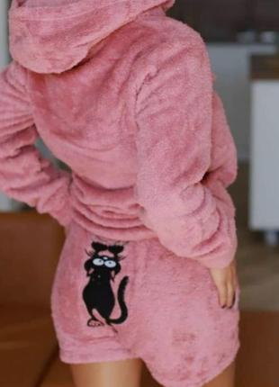 Махрова піжама з шортами кот кіт котик