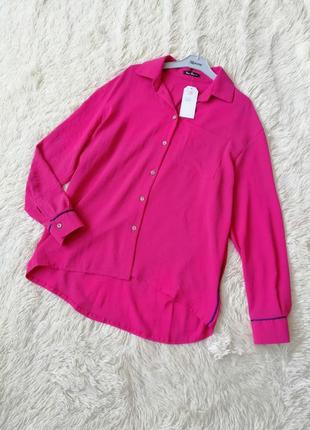 Сорочка оверсайз для дому або сну тканина жниварка яскраво-рожева фуксія малина