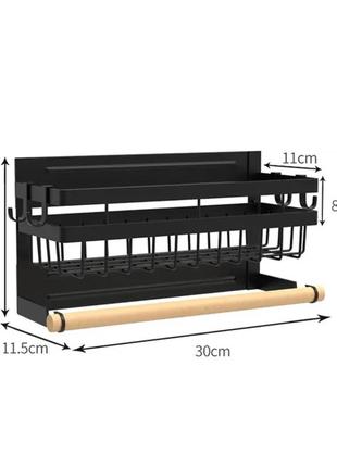 Навесная магнитная полка органайзер с держателем на микроволновку, холодильник. полка магнитная для специй5 фото