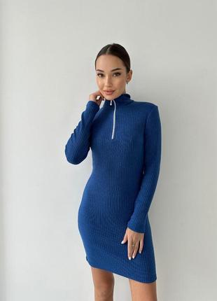 Шикарное стильное короткое платье из ангоры обтягивающее туника гольф водолазка свитер на молнии с воротником чёрное синее розовое пудровое мини