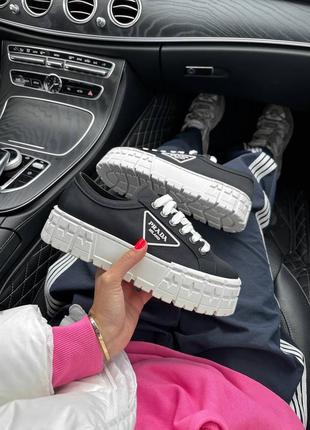 Жіночі кросівки prada double wheel nylon gabardine black premium ⭐️2 фото
