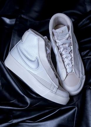 Кроссовки nike blazer mid victory “summit white” женские найк блейзер белые молочные оригинал кожаные