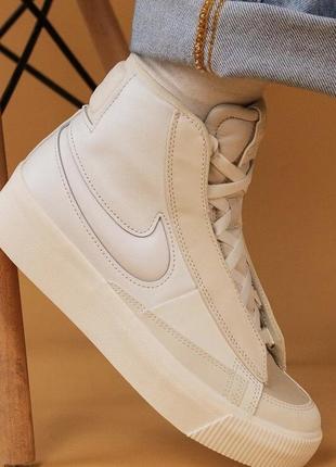 Кросівки nike blazer mid victory “summit white” оригінал шкіряні білі кремові молочні9 фото