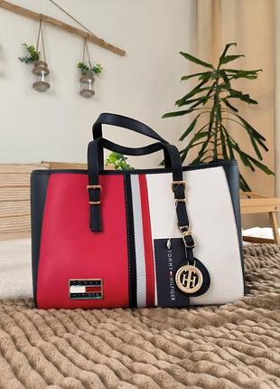 Жіноча сумка tommy hilfiger large bag red/white3 фото