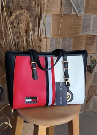 Женская сумка tommy hilfiger large bag red/white