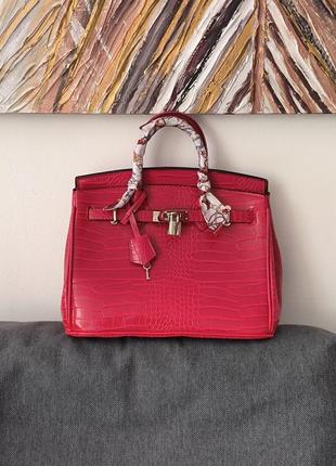 Женская сумка hermes birkin medium red croco