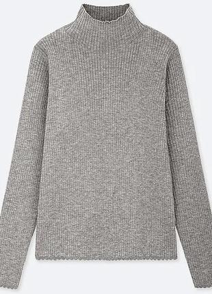 Гольф/водолазка в рубчик с металлизированной нитью от uniqlo6 фото