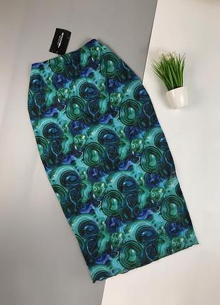 Юбка миди, сетка с рисунком принтом plt