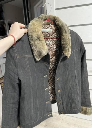 Куртка джинсовка дубленка на осень весну в стиле нулевых grunge2 фото